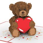 papercrush® Pop-Up Card Teddy Bear with Heart - Cute 3D Birthday Card for Women, Men, Wife, Girlfriend, Boyfriend - Romantic I Love You Card for Anniversary, Birthday. Mother's Day & Valentine's Day