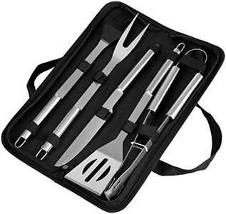 GWHOLE Kits de Barbacoa 5 piezas Utensilios para BBQ de Acero Inoxidable, Barbacoa Espátulas Pinza Cepillos de silicona Tenedor Kit de Herramientas con Bolsa Portátil