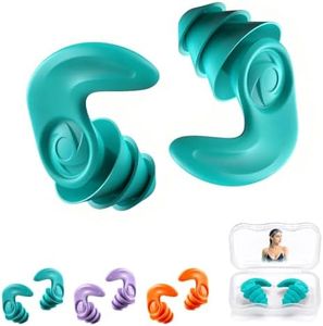 Swimming Ear Plugs for Adults,Teens 14+, 3 Pairs Waterproof Silicone Swim Earplugs,Reusable Soft Noise Reducing Ear Plugs for Men Women,Pool, Shower, Surfing,Work & Travel(Adults-Orange,Purple,Green)