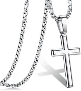 Jstyle Father's Day Gift for Dad Son, Cross Necklace for Men Sterling Silver Cross Pendant with Rolo Chain Necklace for Men Women 16-24 Inches 51CM