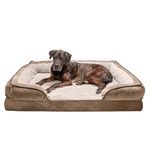 Furhaven XXL Orthopedic Dog Bed Perfect Comfort Plush & Velvet Waves Sofa-Style w/Removable Washable Cover - Brownstone, Jumbo Plus (XX-Large)