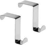 Premier Housewares Versatile Over Door Reversible Hook | Stainless Steel Over Door Hooks | Set of 2 Bathroom Door Hooks | Easily Installed Coat Hooks