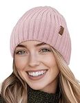 OUTDOOR SHAPING Merino Wool Beanie for Men & Women, Unisex Daily Cuffed Plain Knit Hat, Soft Warm Winter Hat, Light Pink, One size