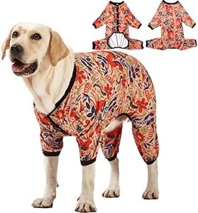 LovinPet Large Breed Dog Pajamas, Lightweight Pullover Full Coverage Dog Pjs, Pitbull Onesie, Happy Horse Coral Print, Pitbull Shirt, Pet Pajamas for Dogs, Pet PJ's, M
