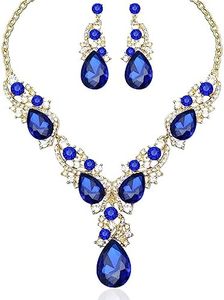 CSY Luxury Austrian Crystal Necklace Earrings Rhinestone Bridal Wedding Party Costume Jewelry Sets for Brides Bridesmaids Women, crystal Rhinestone, Crystal