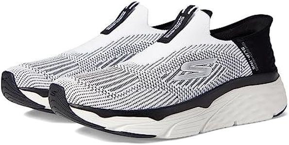 Skechers Men's Max Cushioning Slip-ins-Athletic Slip-on Running Walking Shoes with Memory Foam Sneaker, White/Black, 12 US