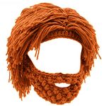 YEKEYI Wig Beard Hats Creative Barbarian Knit Wig Beanie Funny Knit Hat Beard Funny Party Beanies Ski Mask Orange