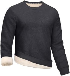 Gihuo Men's Crewneck Sweatshirt Winter Warm Sherpa Lined Pullover Fleece Top Heavyweight Loungewear Sweatshirt (DarkGrey-L)