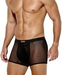 Casey Kevin Men Sexy Mesh Boxer Briefs Stretch Breathable Shorts Hipsters Trunk Underwear,BLACK-M