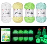 ilauke Glow in The Dark Yarn 4x50g, Crochet Yarn, Luminous Yarn, Polyester Knitting Yarn for Crocheting, Glow Yarn for Halloween Christmas Handcraft DIY Projects Blankets Clothes