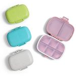 Holii 8 Compartments Travel Pill Organizer, Pocket Pharmacy for Purse Daily Pill Box Portable Medicine Organizer Vitamin Holder Container （Multi-Colored）