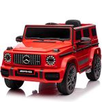 VOLTZ TOYS Licensed AMG G63, 12V Electric Kids' Ride On Car with Parental Remote Control, LED Lights, Leather Seat and MP3, Upgraded Door (Red)