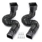 Rain Gutter DownSpout Extension, Drainage Pipe Connector, Flexiable Extandable Downspout Elbow Extender from 21 to 60 Inches for House Gutter Splash Block, Black 2 Pack