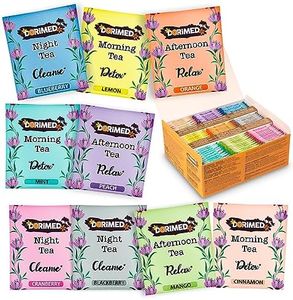 Surtido de Té - Caja Regalo - Té Bienestar (100% natural, sin azúcar, sin gluten y sin OGM) - 100 Bolsitas de Té, 9 Sabores - 3 Tés Purificantes, 3 Tés Detox, 3 Tés Relajantes - Adelgazante - Dorimed