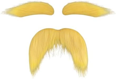 AXEN Fake Mustache and Eyebrows, Self Adhesive Fake Beard Mustaches Bushy Eyebrows, Funny Cosplay Costume Accessories, Yellow