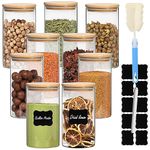 STARSIDE 20 oz Glass Food Storage Containers with Bamboo Lid,Set of 9 Glass Pantry Storage Containers,Kitchen Glass Jars with Airtight Bamboo Lids,Borosilicate Glass Canisters Sets