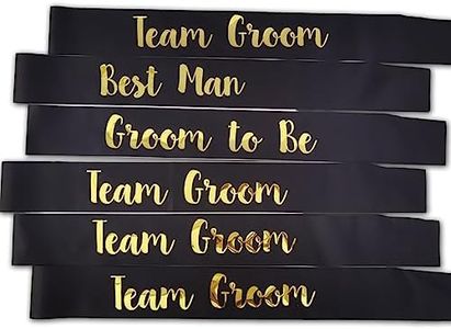 MUMUNN 6 PACK Bachelorette Sashes for Groom and Groomsmen, Black Best Men Team Groom Sashes for Men Bachelor Party Decorations Favors Suppiles