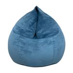 Dojo Teardrop Bean Bag Chair (Filled) - Plush Ultra Soft Giant Bean Bag for Adults, Teens - Double Stitched, Easy to Clean (Velvet Blue, Filled Bean Bag)