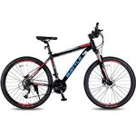 Vaux Battle Thunder 27 Speed Gear Cycle for Men with Shimano Hydraulic Disc Brakes, 27.5T MTB Cycle with Alloy Frame, Lockout Suspension Fork & 27.5x1.95 CST Tires (Black)