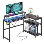HEEYUE L Shaped Gaming Desk with Po