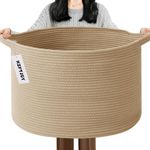 HZFTJOY Large Blanket Basket for Organizing,115L Closet Organizers and Storage Bins Box for Shelves Woven Rope Storage Baskets,Living Room,Bedroom,Dorm,Laundry room (Camel)