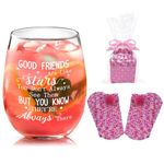 Joymaking Wine Glass Spotted Socks Set Gifts for Women, Friend Gifts for Women, Friendship Gifts Birthday Gifts for Women Friends, Thank You Gifts, Special Christmas Gifts for Friends Women 17oz