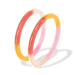 Hem Jewels by Ashok Jewellers 22kt (916) Yellow Gold Bangles/Gold Handmade Chudi/Wedding Chooda for Women with Purity Certificate (Set of 2pcs) - Pastel Multi Color(2.4 Aani)