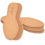 Ortri Unisex Insoles Made from Vegetable Tanned Leather, Insoles with Natural Cork to Prevent Sweaty Feet, Anti-Sweat Odour Absorbing Insoles, Breathable, Size 35-46, 3 Pairs - Beige - 45-46