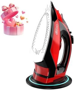 OMAIGA Cordless Iron, 1500W Cordless Iron with Steam with 11.84ozs Water Tank, Anti Drip Iron Cordless with Ceramic Soleplate, Cordless Iron for Clothes with 3 Temperature Settings-Red
