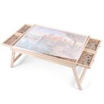 Ruication Jigsaw Puzzle Table 1000 Pieces Wooden Puzzle Board With Leg Smooth Fiberboard Work Surface Puzzle Plateau 4 Sliding Drawers Storage System For Adults Kids Children Boy Girl Gift