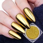 PrettyDiva Gold Chrome Nail Powder, Gold Chrome Powder Gold Nail Powder for Nails Mirror Nail Chrome Powders Nail Art Gold Chrome Powder Gold Nail Metallic Powder Decoration for DIY Nail Art, Craft