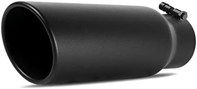 AUTOSAVER88 3 Inch Inlet Black Exhaust Tip, 3" Inlet 4" Outlet 12" Overall Length Stainless Exhaust Tips Powder Coated Finish Tailpipe, Universal Fit for 3" O.D. Tailpipe, Rolled Edge, Bolt/ Clamp On