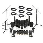Complete Drum Microphone Kit with Stands & 6m Cables by Gear4music