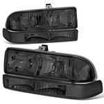 DNA Motoring HL-OH-S10984P-SM-CL1 Smoke Lens Clear Corner Headlights Replacement For 98-04 Blazer S10