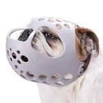 BARKLESS Dog Muzzle for Short Snout Dogs, Soft Silicone Muzzle for Biting, Chewing, Licking for French Bulldog Shih Tzu, Ideal for Flat-Faced Aggressive Dogs Grooming Walking, Allows Drinking