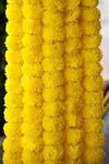 Akaar Artificial Marigold Fluffy Flowers Garlands for Decoration - Pack of 5 Strings (Yellow)- 4.6ft/141cm