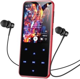 AGPTEK 64GB MP3 Player with Bluetooth, M3 2.4 inch Music Player with Speaker and FM Radio, Touch Buttons, Supports Up to 128GB (Black Red)