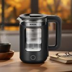 Borosil 1380 W Cooltouch 1.5L Electric Glass Kettle | Borosilicate Glass Body with Blue LED | Cool Touch Exterior | Auto Shut Off | 360° Base | 2 Year Warranty