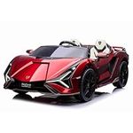 Lamborghini Sian 12V Electric Ride On Car with Parental Remote Control (Red) | OutdoorToys | Two Seats, Lights, Safety Belt, Suspension, Opening Doors, Music, EVA Noise Reduction Wheels