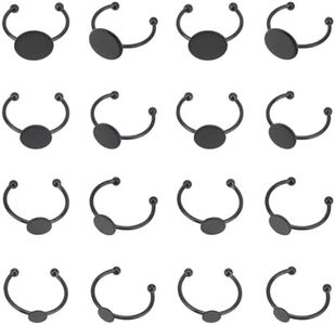 UNICRAFTALE 20Pcs 4 Taille Bague Cabochon Acier Inoxydable Support Bague Bague Vierge Noir 6~12mm Bague Rond Base de Bague Bagues Réglables Bague Plateau Fabrication de Bague de Bijoux