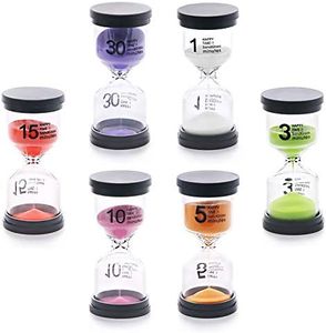 Swpeet 6 Pack 6 Colors Sand Timer Hourglass Sandglass Timer Assortment Kit, Including 1 min/3 mins/5 mins/10 mins/15 mins/30 mins Sand Clock Timer for Kids Games Classroom Home Office Kitchen