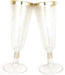 Oojami 70pc Glitter Plastic Classicware Glass Like Champagne Wedding Parties Toasting Flutes Party Cocktail Cups (Gold Rimmed w/Gold Glitter)