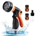 Garden Hose Pipe Spray Gun, High Pressure Anti-Leaking Hose Gun, 8 Adjustable Patterns Garden Hose Nozzle Sprayer with Built-in Lock for Cleaning, Watering, Washing Cars, Bathing Pets