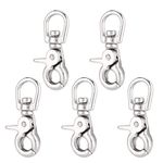 Whirling Snap Hooks, Stainless Steel Spring Eye Snaps Durable Trigger Marine Boat Hook Clasp Scissors Clasp Houseboat Accessories for Anchor Ropes and Cables(5 pcs)