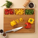 Utopia Choice Teak Wood Chopping Board with Compartments for Kitchen | Durable & Eco-Friendly Reversible Cutting Board | Perfect for Vegetables, Fruits & Bread | Extra Large (16.53x13x1 Inches)