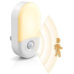 L LOHAS LED Motion Sensor Night Light, 2 Pack, Motion Activated Night Light, Motion Sensor Night Lights Plug into Wall, 3000K Warm White, Adjustable Brightness, for Kids Adult Bathroom Bedroom