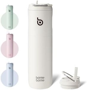 Bottle Bottle Insulated Water Bottle 24oz with Straw Lid and Handle for Sports Travel Gym Stainless Steel Water Bottles Double-Wall Vacuum Metal Bottles Leak Proof BPA-Free (Baby Gray)