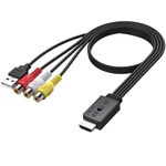 AUTOUTLET RCA to HDMI Converter with Aspect Ratio Switch (4:3/16:9), 1080P/720P AV to HDMI Composite CVBS Video Audio Adapter Supports PAL/NTSC for Wii/N64/PS2