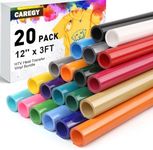 CAREGY Heat Transfer Vinyl HTV for DIY T-Shirts 12 Inches by 3 Feet Rolls (20 Pack)