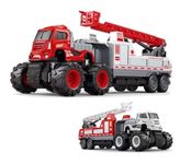 SHIPEASE Die cast Alloy Fire Rescue Truck Toys Set with Rotating Ladder Pull Back Vehicle Car Friction Powered Rescue Lift Toys for Toddlers Boys Girls Kids Gift(Pack of 1, Multicolor)